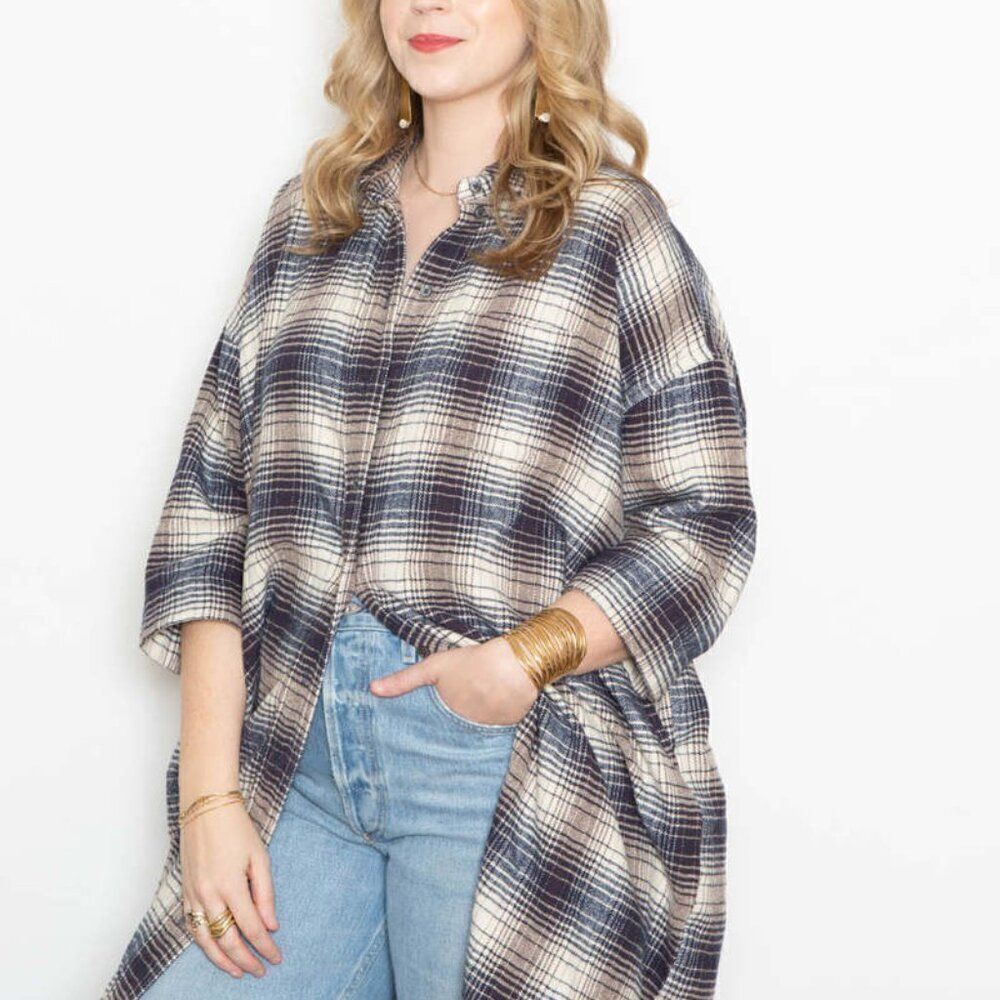 Bellerose | Gladys Blue Shirt Dress Flannel Size 0 (Oversized)
